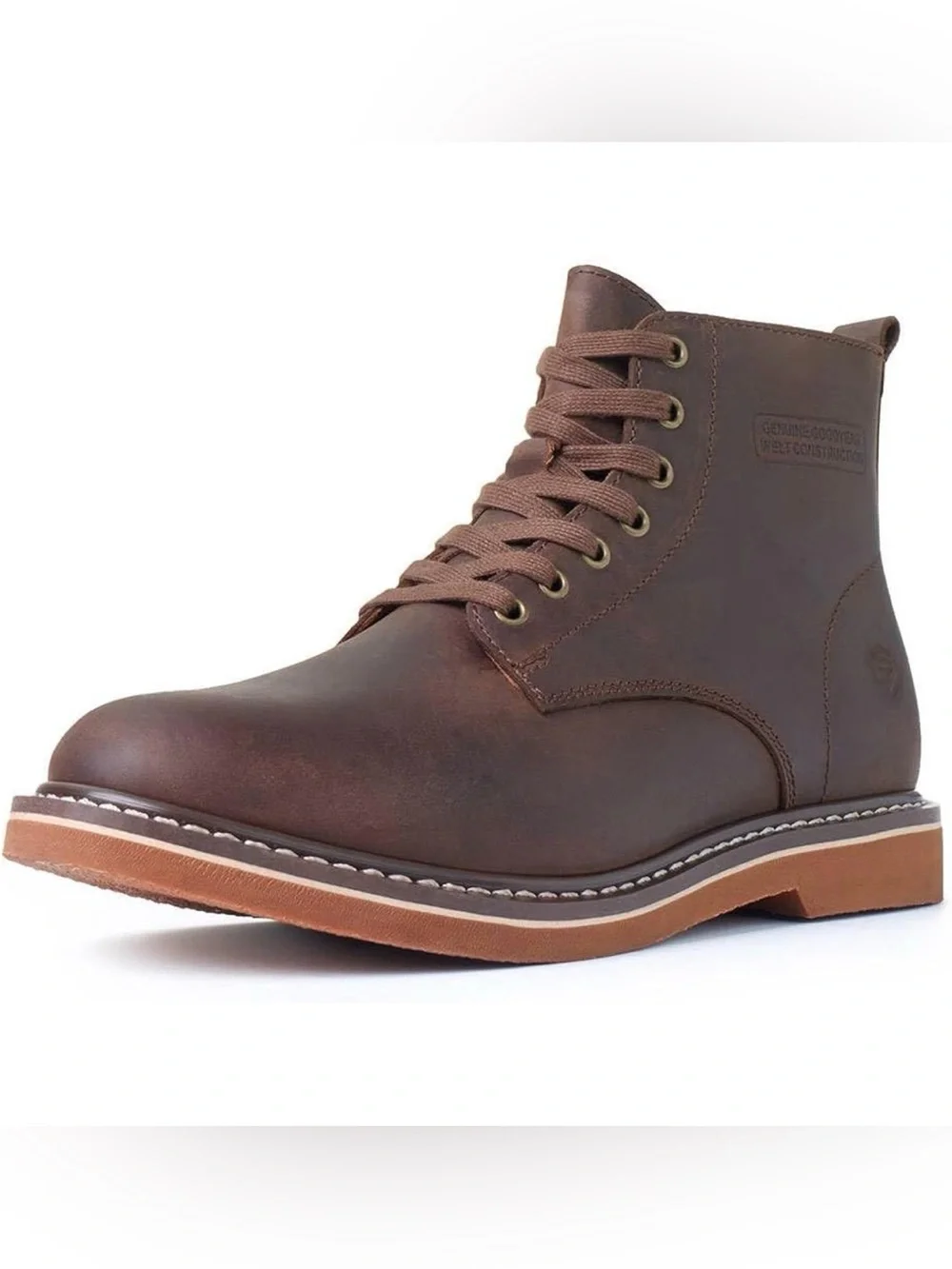 SUREWAY Men’s 6” Leather Chukka Boots Brown Soft Toe Lace Up Work Dress Size 7.5